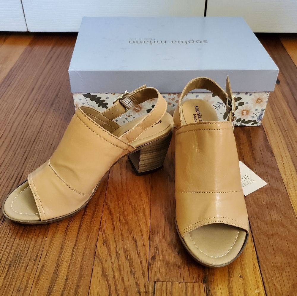 Last 3! NIB SophiaMilano peeptoe strap sandal leat - Picture 2 of 7